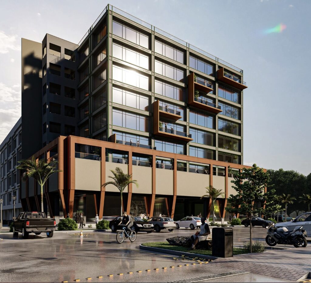 Contemporary multi-storey commercial building exterior design